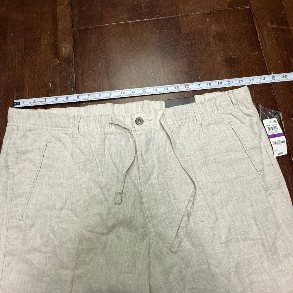 New Tasso Elba Island Linen Pants Mens XXL 42/32 Natural Drawstring 61511NATKH
